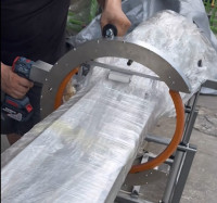 Máy quấn màng quỹ đạo cầm tay chạy điện | Thiết bị quấn màng co di động cho ống, gỗ & sản phẩm dài HROW-450 Thumb