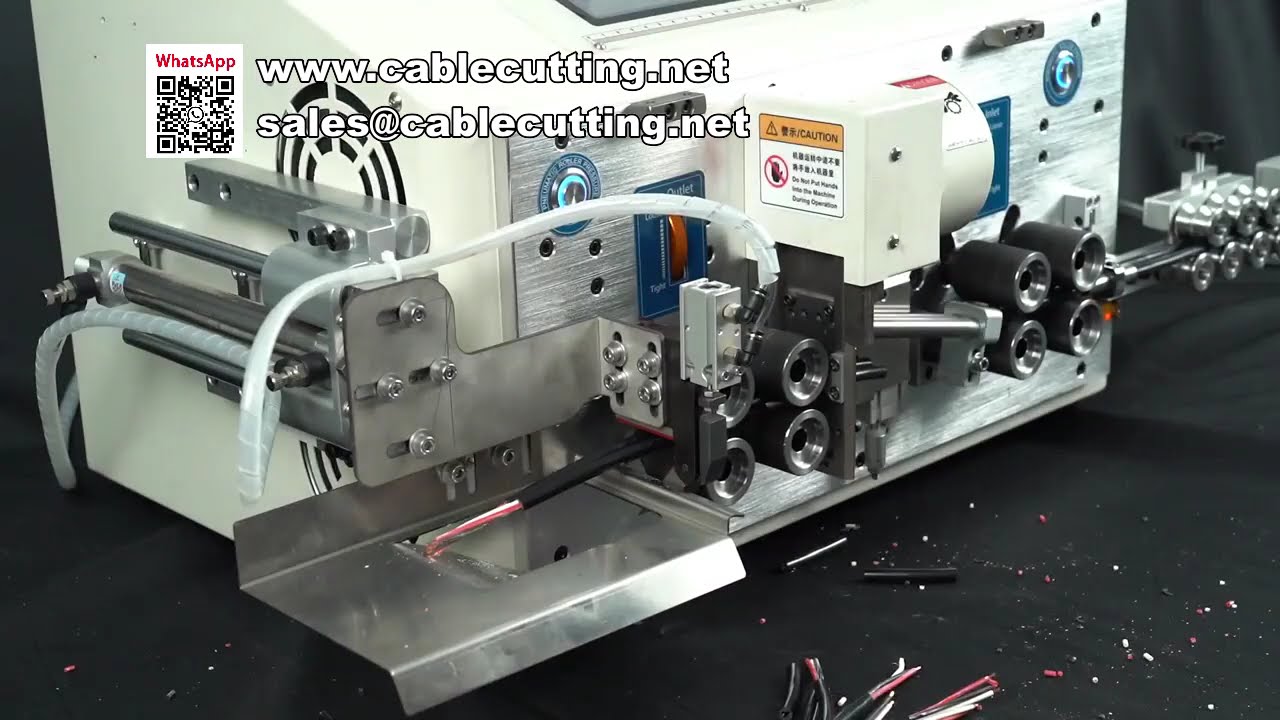 Máy tuốt vỏ cáp đôi tự động 8 bánh xe | Cắt và tuốt dây cáp hiệu quả