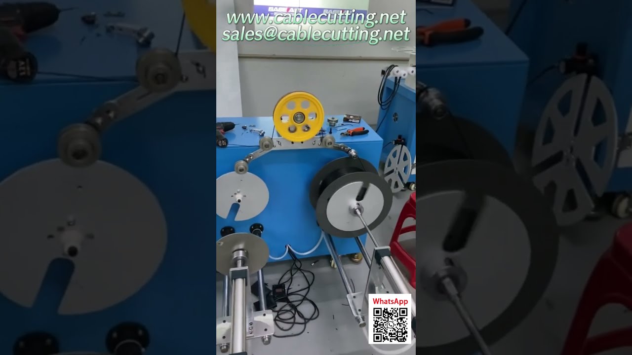 Bàn tháo cuộn thủy lực di động kết hợp máy cuộn đo dây trong hoạt động thực tế