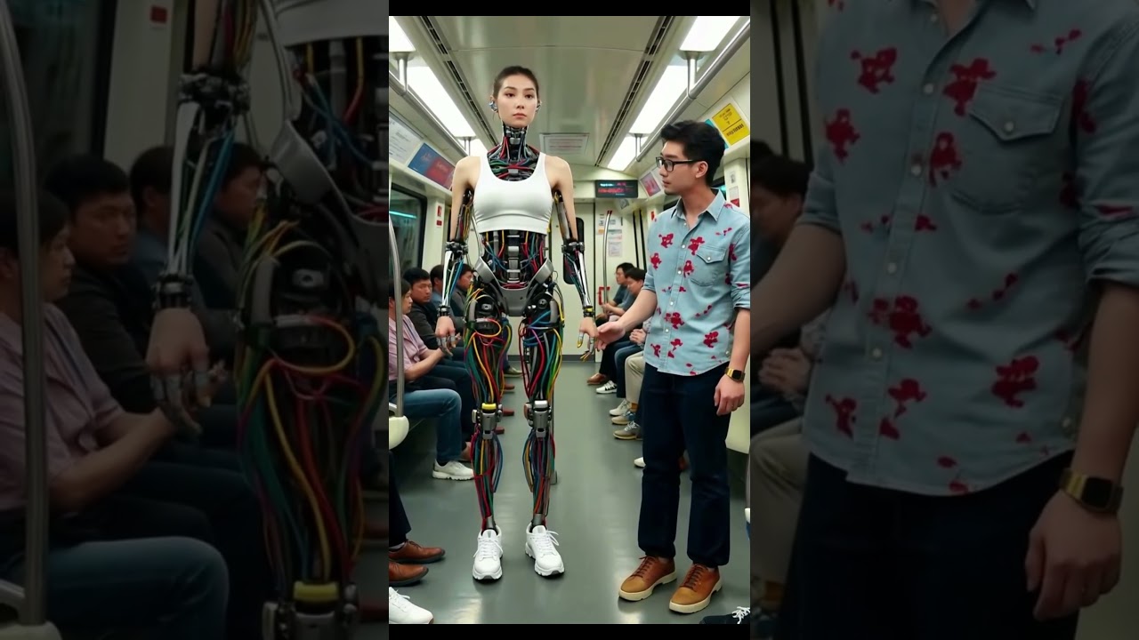 Phát hiện cô gái robot xinh đẹp đi xe buýt #robot #cosplay #côngnghệtươnglai #android #hoạthình